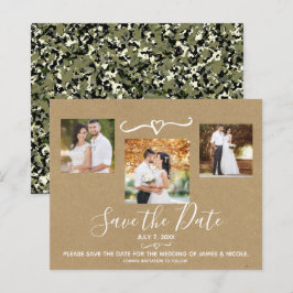 Rustikale grüne Camouflage Kraft Foto Save the Dat