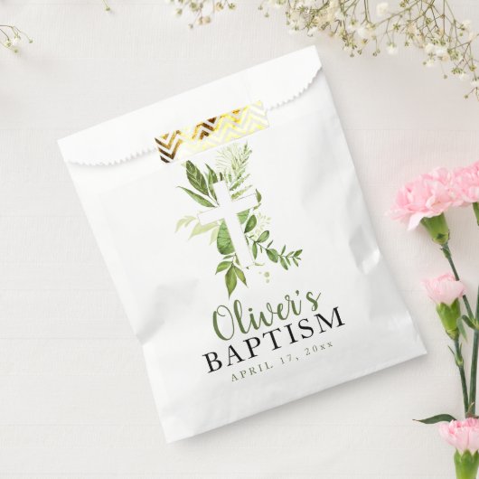 Rustikale Grüne Cross Boy Taufe Geschenktütchen (Versiegelt)