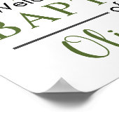 Rustikale Grüne Cross Boy Taufe Willkommen Poster (Ecke)