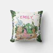 Rustikale Grüne Dinosauriername Kissen (Vorderseite)