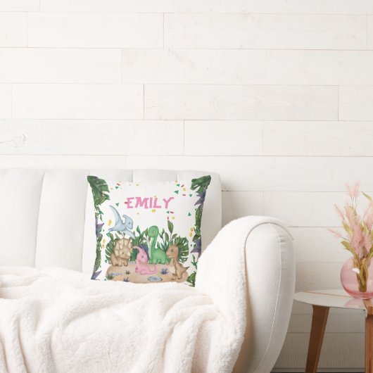 Rustikale Grüne Dinosauriername Kissen (Liege)