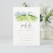 Rustikale Grüne Dusky Weinkeller Weinberg Hochzeit RSVP Karte (Stehend Vorderseite)