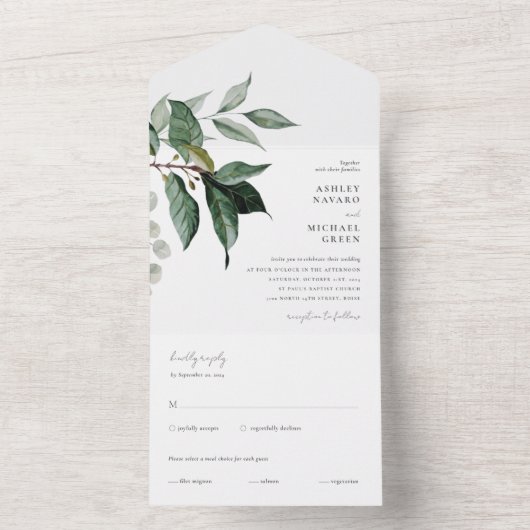 Rustikale Grüne Einladung zur Hochzeit (Innen Boden)