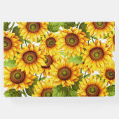 Rustikale Grüne elegante moderne Sonnenblumenhochz Gästebuch (Rückseite)