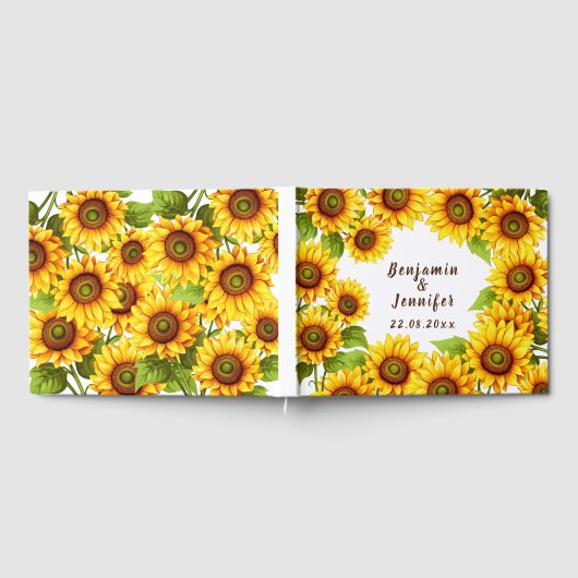 Rustikale Grüne elegante moderne Sonnenblumenhochz Gästebuch (Voll)