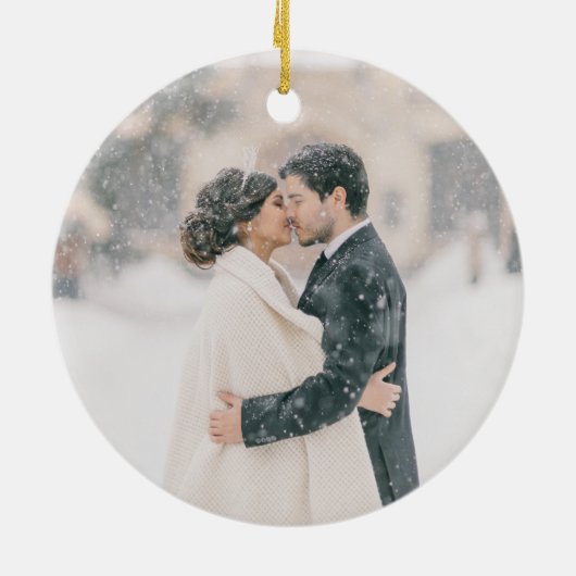 Rustikale Grüne Erste Weihnacht als Herr und Mrs. Keramik Ornament (Hinten)