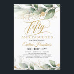 Rustikale grüne Eukalyptus fünfzig und fabelhaft Einladung<br><div class="desc">Rustikale grüne eucalyptus 50 und fabelhafte 50. Geburtstagseinladung,  Kontaktieren Sie mich für passende Artikel oder zur Anpassung,  Blush Rose ©</div>