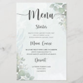 Rustikale grüne Eukalyptus-Hochzeitsmenü (Vorderseite)