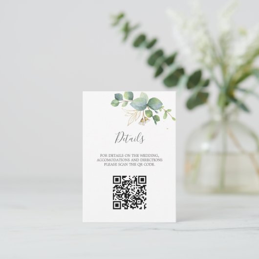 Rustikale Grüne Eukalyptus Sommerhochzeit. Begleitkarte (Stehend Vorderseite)