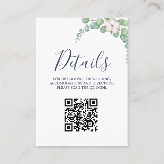 Rustikale Grüne Eukalyptus Sommerhochzeit. Begleitkarte (Vorderseite)