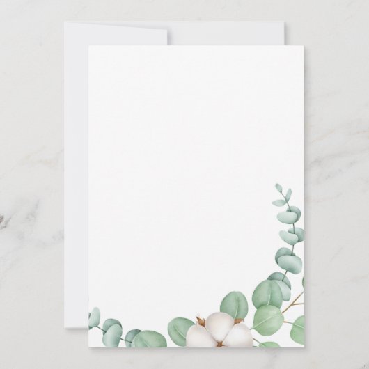 Rustikale Grüne Eukalyptus Sommerhochzeit. Einladung (Rückseite)