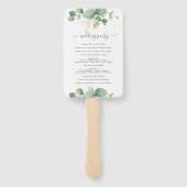 Rustikale Grüne Eukalyptus Sommerhochzeit. Fächer (Rückseite)