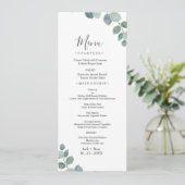 Rustikale Grüne Eukalyptus Sommerhochzeit. Menükarte (Stehend Vorderseite)