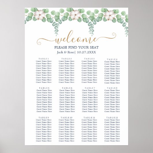 Rustikale Grüne Eukalyptus Sommerhochzeit. Poster (Vorne)