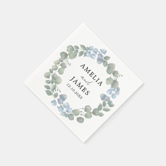 Rustikale grüne Eukalyptus-Wreath-Hochzeit Serviette (Ecke)