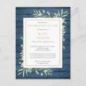 Rustikale Grüne Feier zum Leben Einladung Postkarte (Vorderseite)