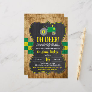 Rustikale grüne gelbe Traktorendusche Einladung