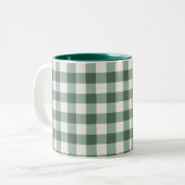 Rustikale grüne Gingham-Buffalo-Karo-Kaffeetasse Zweifarbige Tasse (Vorderseite Links)