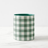 Rustikale grüne Gingham-Buffalo-Karo-Kaffeetasse Zweifarbige Tasse (Mittel)