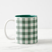 Rustikale grüne Gingham-Buffalo-Karo-Kaffeetasse Zweifarbige Tasse (Links)