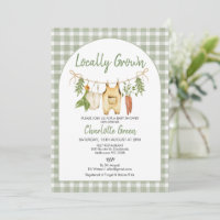 Rustikale grüne Gingham-Lokale Baby Shower