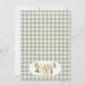 Rustikale grüne Gingham-Lokale Baby Shower Einladung (Rückseite)