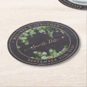 Rustikale Grüne Gold Hochzeit retten Datum Runder Pappuntersetzer (Angewinkelt)