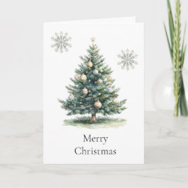 Rustikale grüne Goldcreme Weihnachtsbaum Schneeflo Karte