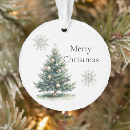 Rustikale grüne Goldcreme Weihnachtsbaum Schneeflo Ornament