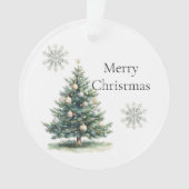 Rustikale grüne Goldcreme Weihnachtsbaum Schneeflo Ornament (Vorderseite)