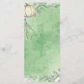 Rustikale grüne Herbst-Kürbis-Hochzeitsmenü Menükarte (Rückseite)