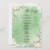 Rustikale grüne Herbst-Kürbis-Hochzeitsprogramme (Rückseite)