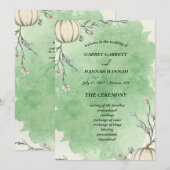 Rustikale grüne Herbst-Kürbis-Hochzeitsprogramme (Vorne/Hinten)