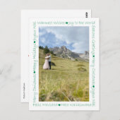 Rustikale grüne Herzen & Weihnachten Worte 2 Foto Postkarte (Vorne/Hinten)