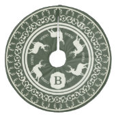 Rustikale grüne Hirschantler und -bucks | Monogram Fleece Weihnachtsbaumdecke (Vorderseite)