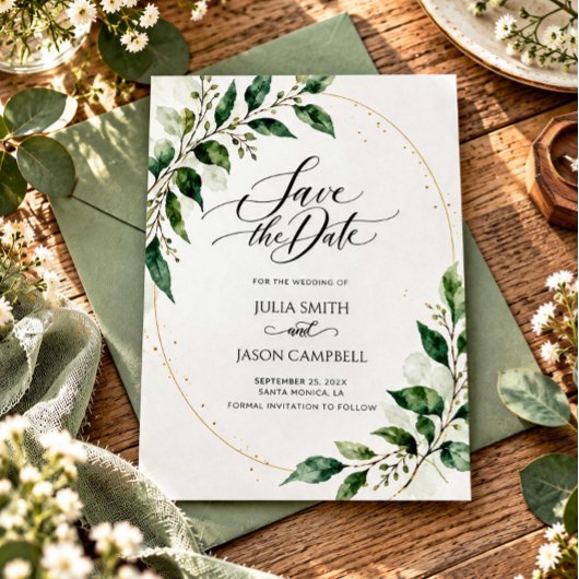 Rustikale Grüne Hochzeit - Save the Date