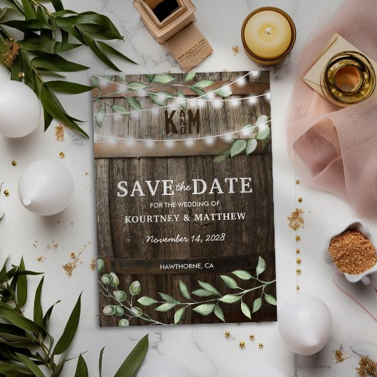 Rustikale grüne Hochzeit - Save the Date