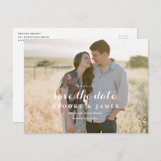 Rustikale Grüne Hochzeit Sichern Sie den Termin Po Ankündigungspostkarte (Vorne/Hinten)