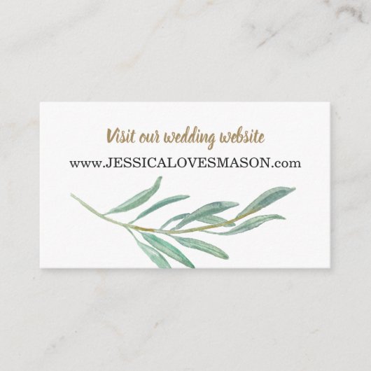 Rustikale Grüne Hochzeitswebsite Beipackkarte Begleitkarte (Vorderseite)