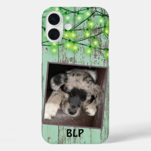 Rustikale grüne Holz benutzerdefinierte quadratisc iPhone 16 Plus Hülle