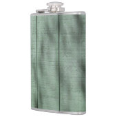 Rustikale grüne hölzerne Wand mit Dappled Flachmann (Links)