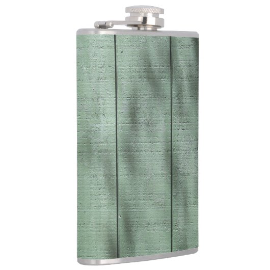 Rustikale grüne hölzerne Wand mit Dappled Flachmann (Rechts)