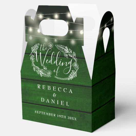 Rustikale grüne Holzsaitenblumen Geschenkschachtel (Geöffnet)