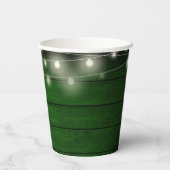 Rustikale grüne Holzsaitenblumen Pappbecher (Rückseite)