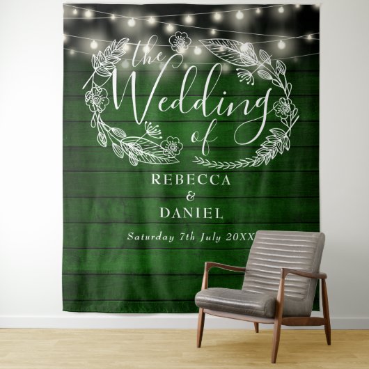 Rustikale grüne Holzsäulenleuchten - Hintergrund f Wandteppich (Beispiel)