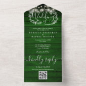 Rustikale grüne Holzstring-Leuchten QR-Code Hochze All In One Einladung (Innen Boden)