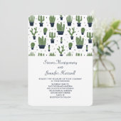 Rustikale grüne Kakteen in Blume Pots Pattern Hoch Einladung (Stehend Vorderseite)