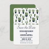 Rustikale grüne Kakteen in Blume Pots Pattern Hoch Save The Date (Vorne/Hinten)