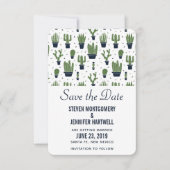 Rustikale grüne Kakteen in Blume Pots Pattern Hoch Save The Date (Vorderseite)