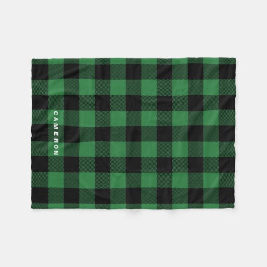 Rustikale grüne Karierte Musterwohnung Personalisi Fleecedecke (Vorderseite (Horizontal))